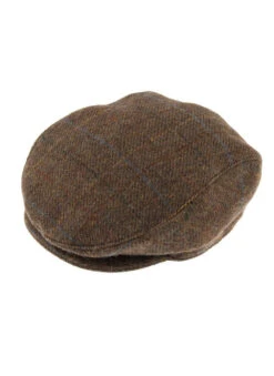 Men's Abraham Moon Check Tweed Flat Cap -Dents Luxury Accessories Sales 1 3038 Chestnut New
