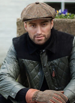 Men's Abraham Moon Check Tweed Newsboy Cap -Dents Luxury Accessories Sales 1 3039 chestnut 47ebf812 b441 4860 a805 234392c62c57