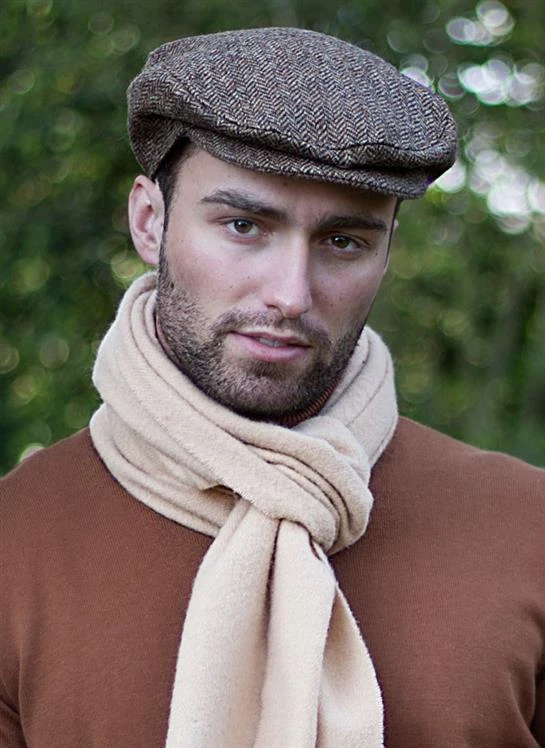 Men's Abraham Moon Herringbone Tweed Flat Cap 6 Men's Abraham Moon Herringbone Tweed Flat Cap - Image 6