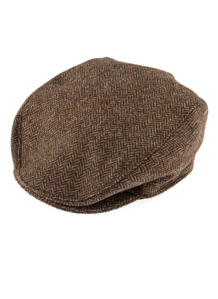 Men's Abraham Moon Herringbone Tweed Flat Cap 4 Men's Abraham Moon Herringbone Tweed Flat Cap - Image 4