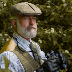 Men's Abraham Moon Herringbone Tweed Newsboy Cap -Dents Luxury Accessories Sales 1 3042 Spruce