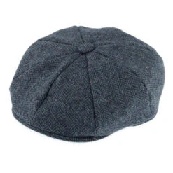 Men's Abraham Moon Herringbone Tweed Newsboy Cap -Dents Luxury Accessories Sales 1 3042Navy