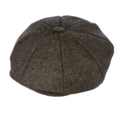 Men's Abraham Moon Herringbone Tweed Newsboy Cap -Dents Luxury Accessories Sales 1 3042Pewter2