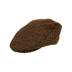 Men's Abraham Moon Dogtooth Check Tweed Flat Cap -Dents Luxury Accessories Sales 1 3043 Cognac