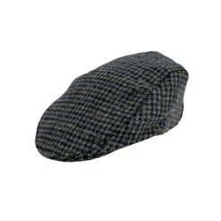 Men's Abraham Moon Dogtooth Check Tweed Flat Cap -Dents Luxury Accessories Sales 1 3043 Graphite