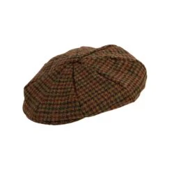 Men's Abraham Moon Tweed Dogtooth Check Newsboy Cap -Dents Luxury Accessories Sales 1 3044 Cognac
