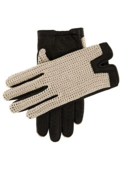 Men's Heritage Crochet-Back Peccary Leather Gloves -Dents Luxury Accessories Sales 15 1005 Black