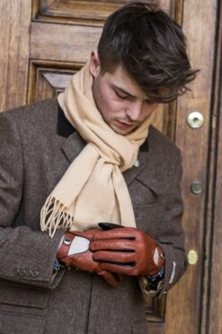 Men's Heritage Two-Colour Leather Driving Gloves -Dents Luxury Accessories Sales 15 1094BlackHighwayTan2 2002Camel 1