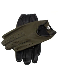 Men's Heritage Two-Colour Leather Driving Gloves -Dents Luxury Accessories Sales 15 1094BlackHuntercopy