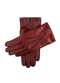 Men's Heritage Three-Point Cashmere-Lined Leather Gloves With Colour Contrast Details -Dents Luxury Accessories Sales 15 1514claretweb