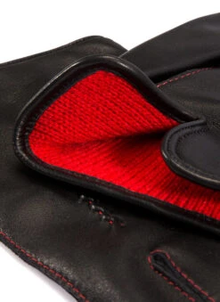 Men's Heritage Three-Point Cashmere-Lined Leather Gloves With Colour Contrast Stitching -Dents Luxury Accessories Sales 15 1518 black 5