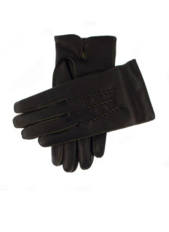 Men's Heritage Three-Point Cashmere-Lined Leather Gloves With Colour Contrast Stitching -Dents Luxury Accessories Sales 15 1518BlackYellowYellow
