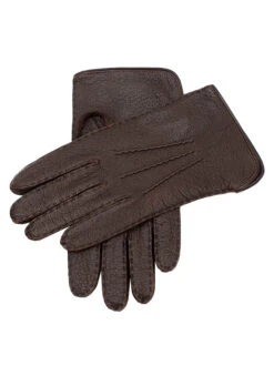 Men's Heritage Handsewn Three-Point Silk-Lined Peccary Leather Gloves -Dents Luxury Accessories Sales 15 1540 Bark