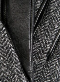 Men's Heritage Cashmere-Lined Abraham Moon Herringbone Tweed And Leather Gloves -Dents Luxury Accessories Sales 15 1636 black 2 bdf733e2 5fdc 4d95 b8c9 62f2236f5ef5
