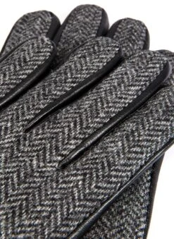 Men's Heritage Cashmere-Lined Abraham Moon Herringbone Tweed And Leather Gloves -Dents Luxury Accessories Sales 15 1636 black 3 08c2bf73 ad85 4f5a a54f 56748d68bc3f