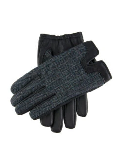 Men's Heritage Cashmere-Lined Abraham Moon Herringbone Tweed And Leather Gloves