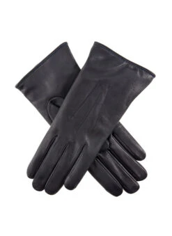 Women's Heritage Three-Point Lambswool-Lined Leather Gloves -Dents Luxury Accessories Sales 17 1030 Navy