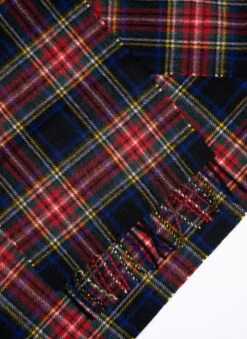 Heritage Tartan Check Cashmere Scarf With Tassels -Dents Luxury Accessories Sales 2 2070 Black Stewart 3