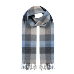 Heritage Bold Check Cashmere Scarf With Tassels 18 Heritage Bold Check Cashmere Scarf With Tassels -Dents Luxury Accessories Sales 2 2071 Sky