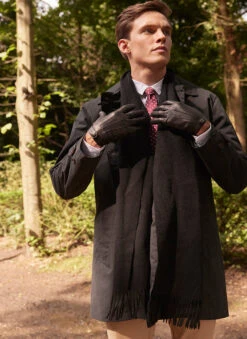 Men's Lambswool Scarf With Tassels -Dents Luxury Accessories Sales 2 2355 Black