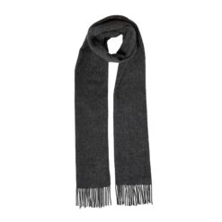 Men's Lambswool Scarf With Tassels -Dents Luxury Accessories Sales 2 2355 Charcoal NEW