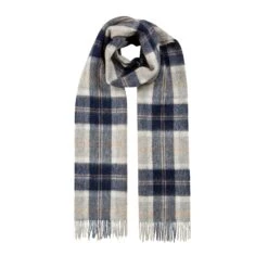 Men's Lambswool Scarf With Tassels -Dents Luxury Accessories Sales 2 2355 Silver Bannockbane