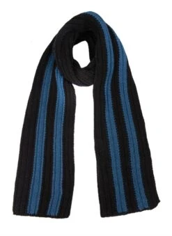 Men's Two-Tone Stripe Knitted Scarf -Dents Luxury Accessories Sales 2 2363 20black blue
