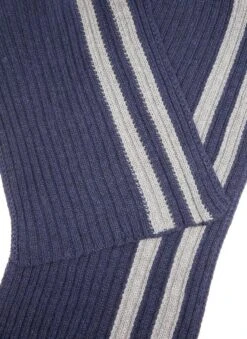 Men's Two-Tone Stripe Knitted Scarf -Dents Luxury Accessories Sales 2 2363 20navy slate