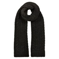 Men’s Cable Knit Scarf With Marl Yarn -Dents Luxury Accessories Sales 2 2370 Black