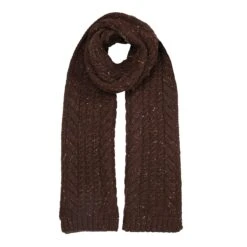 Men’s Cable Knit Scarf With Marl Yarn -Dents Luxury Accessories Sales 2 2370 Chocolate
