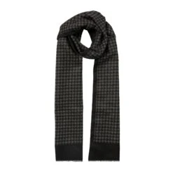 Men’s Reversible Dogtooth Scarf With Fringe Ends