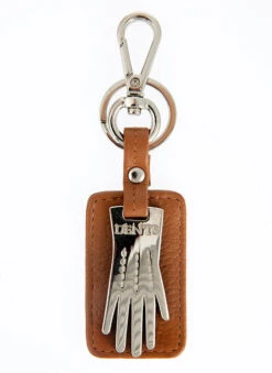 Dents Glove Keyring With Gift Box -Dents Luxury Accessories Sales 23 1005 cognac shiney silver