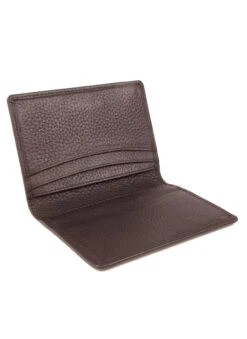 Men's Pebble Grain Leather Card Holder With RFID Blocking -Dents Luxury Accessories Sales 23 5500ChocolateOpen
