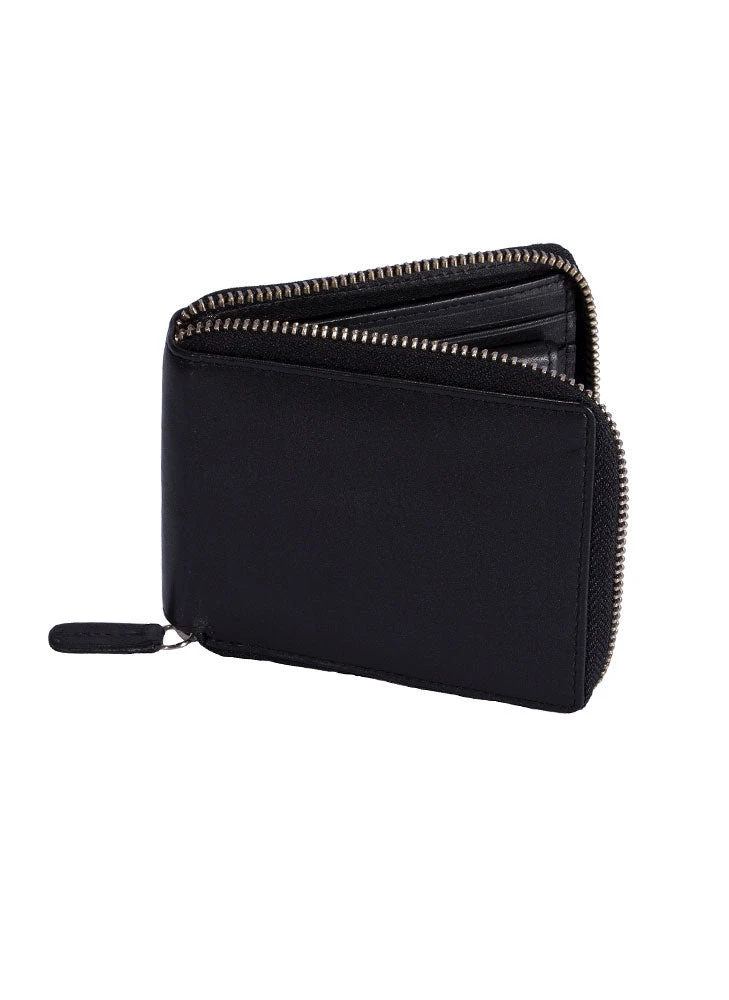 Men's Smooth Nappa Leather Zip-Round Wallet With RFID Blocking And Coin Purse 1 Men's Smooth Nappa Leather Zip-Round Wallet With RFID Blocking And Coin Purse