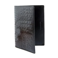 Crocodile Print Leather Passport Holder With RFID Blocking