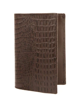 Crocodile Print Leather Passport Holder With RFID Blocking -Dents Luxury Accessories Sales 23 5533Brown 1