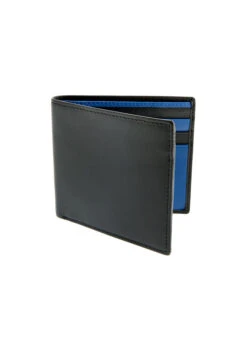 Men's Two-Colour Smooth Nappa Leather Bifold Wallet With RFID Blocking -Dents Luxury Accessories Sales 23 5541BlackRoyalBlue