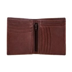 Men's Pebble Grain Leather Bifold Wallet With RFID Blocking And Zipped Pocket -Dents Luxury Accessories Sales 23 5558 Dark Tan 3