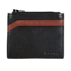 Men's Two-Colour Pebble Grain Leather Card Holder With RFID Blocking And Zipped Pocket -Dents Luxury Accessories Sales 23 5559 Black 1
