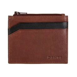 Men's Two-Colour Pebble Grain Leather Card Holder With RFID Blocking And Zipped Pocket