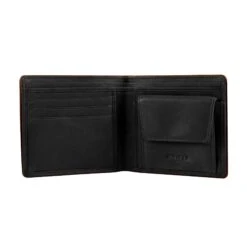Men's Two-Colour Pebble Grain Leather Bifold Wallet With RFID Blocking And Coin Purse -Dents Luxury Accessories Sales 23 5561 Black 3