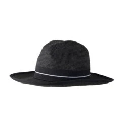 Women’s Straw Fedora Hat With Striped Black Ribbon -Dents Luxury Accessories Sales 3 1199 Black 2