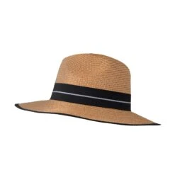 Women’s Straw Fedora Hat With Striped Black Ribbon -Dents Luxury Accessories Sales 3 1199 Natural 2