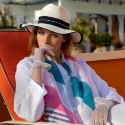 Women’s Two Stripe Pattern Lightweight Scarf With Tassels 9 Women’s Two Stripe Pattern Lightweight Scarf With Tassels -Dents Luxury Accessories Sales 3 1199Ivory 4 2654Teal 6 2240Ivory 5