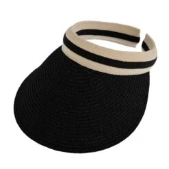 Women's Straw Sun Visor With Ribbon Band -Dents Luxury Accessories Sales 3 1365 Black 2