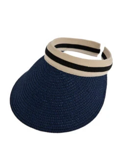 Women's Straw Sun Visor With Ribbon Band -Dents Luxury Accessories Sales 3 1365 navy 29e6a012 fc2b 4655 9649 5fe1ab79f47d