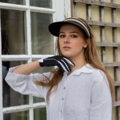 Women's Spotted Cotton Gloves With Side Bow And Trim 9 Women's Spotted Cotton Gloves With Side Bow And Trim -Dents Luxury Accessories Sales 3 1365Black 6 2287BlackWhite