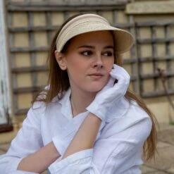 Women's Straw Sun Visor With Ribbon Band -Dents Luxury Accessories Sales 3 1365Natural 6 2043 2