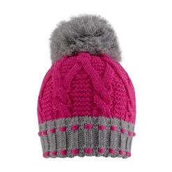 Women's Chunky Cable Knit Bobble Hat -Dents Luxury Accessories Sales 3 3232 Fuchsia Dove Grey
