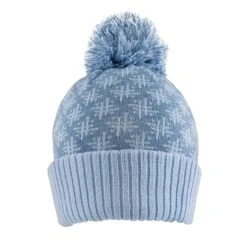 Women’s Jacquard Knitted Bobble Hat With Hash Symbol Pattern